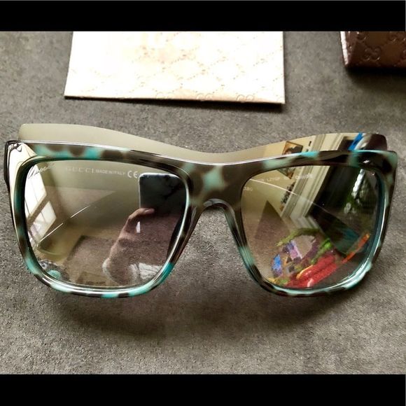 Gucci Sunglasses Green & Black Tortoise Print